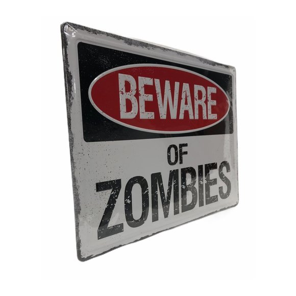 Beware of Zombies - Metal Sign 17" x 12" - Picture 3 of 3